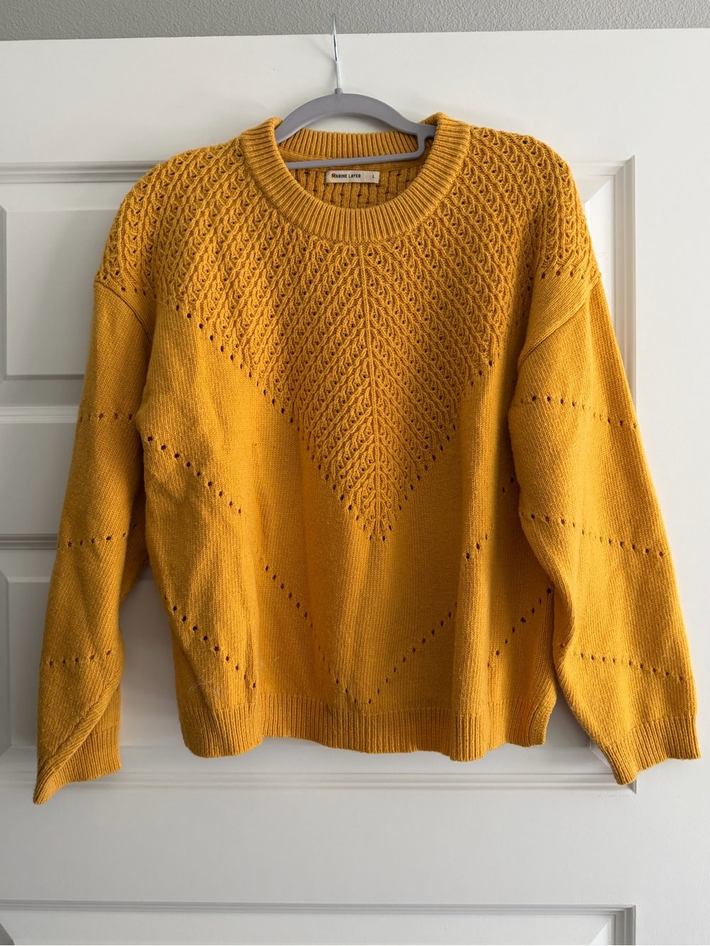 Marine Layer Women’s Yellow Knit Pullover Sweater - Classic Crewneck